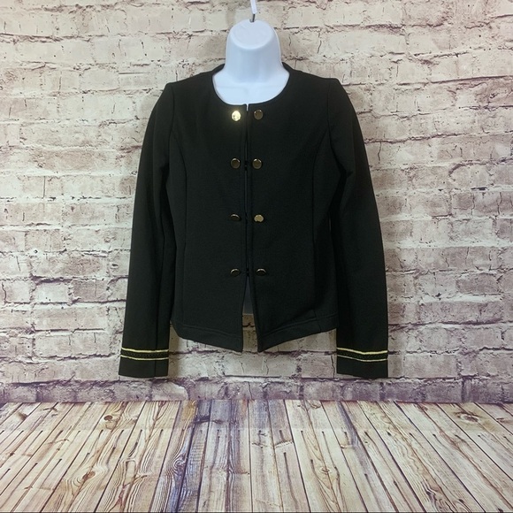 Libby Edelman Black Clasp Closure Gold Detail Sleeve Jacket - Picture 1 of 11